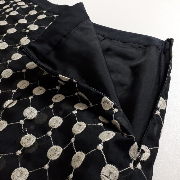 Ann Taylor Black Embroidered Dots Silk Skirt - Picture 3 of 13
